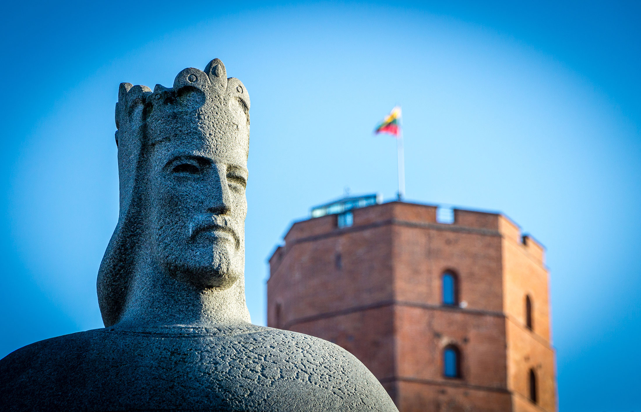 Mindaugas statue near Gediminas castle, Lithuania.