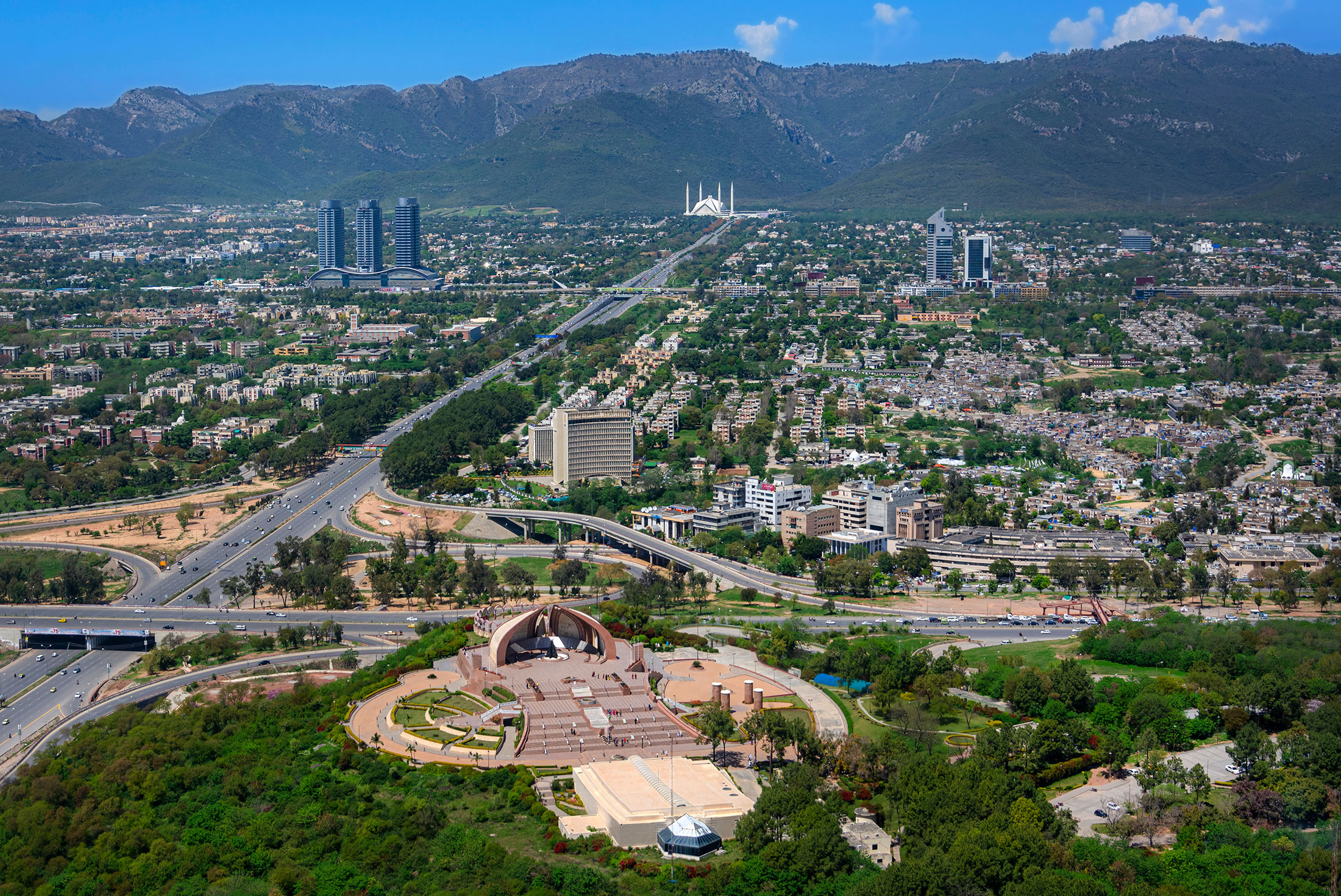 Aerial view over Islamabad, Pakistan