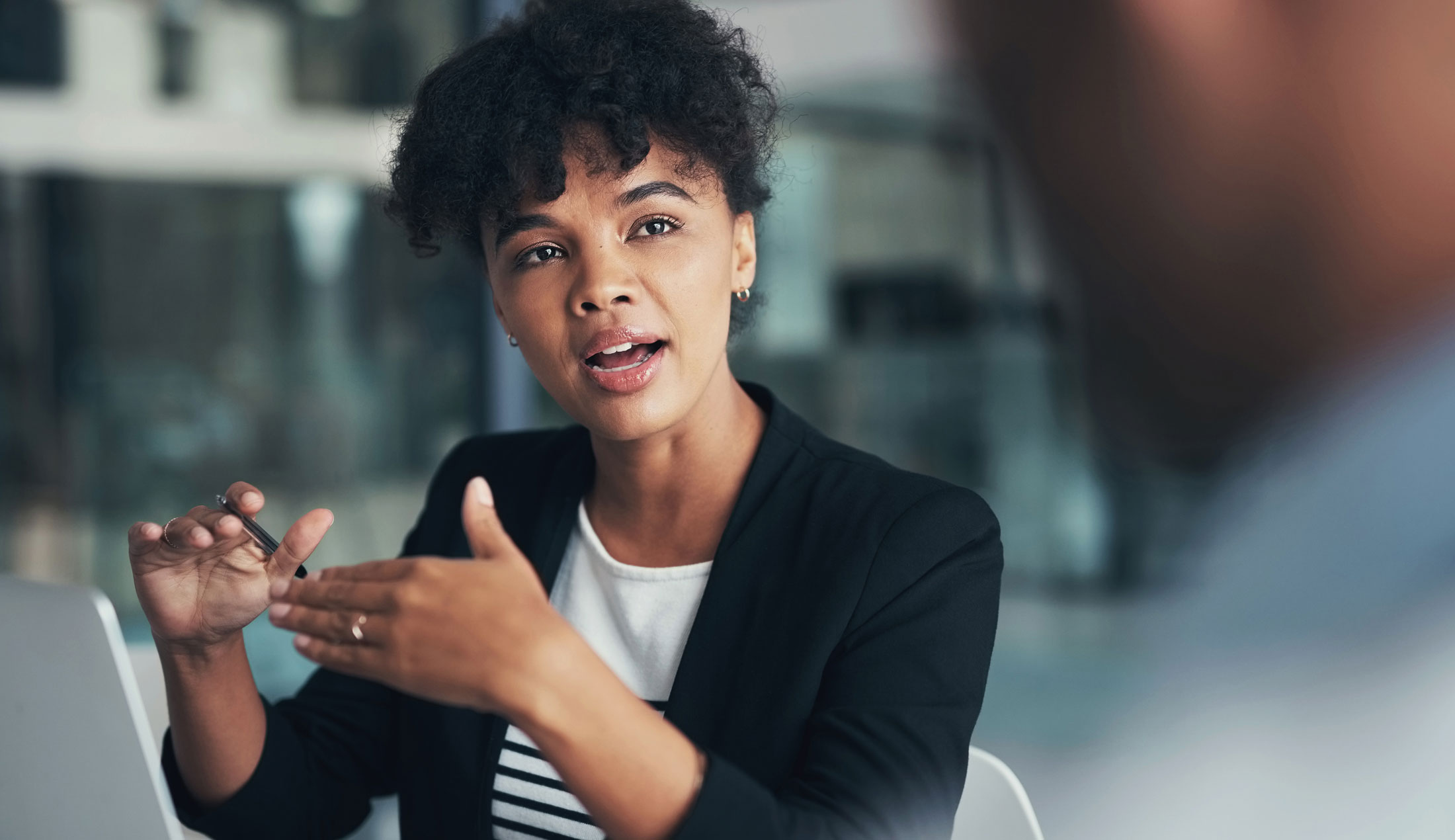 Woman explaining something