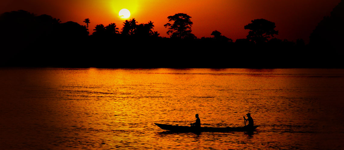 Water in Africa at night