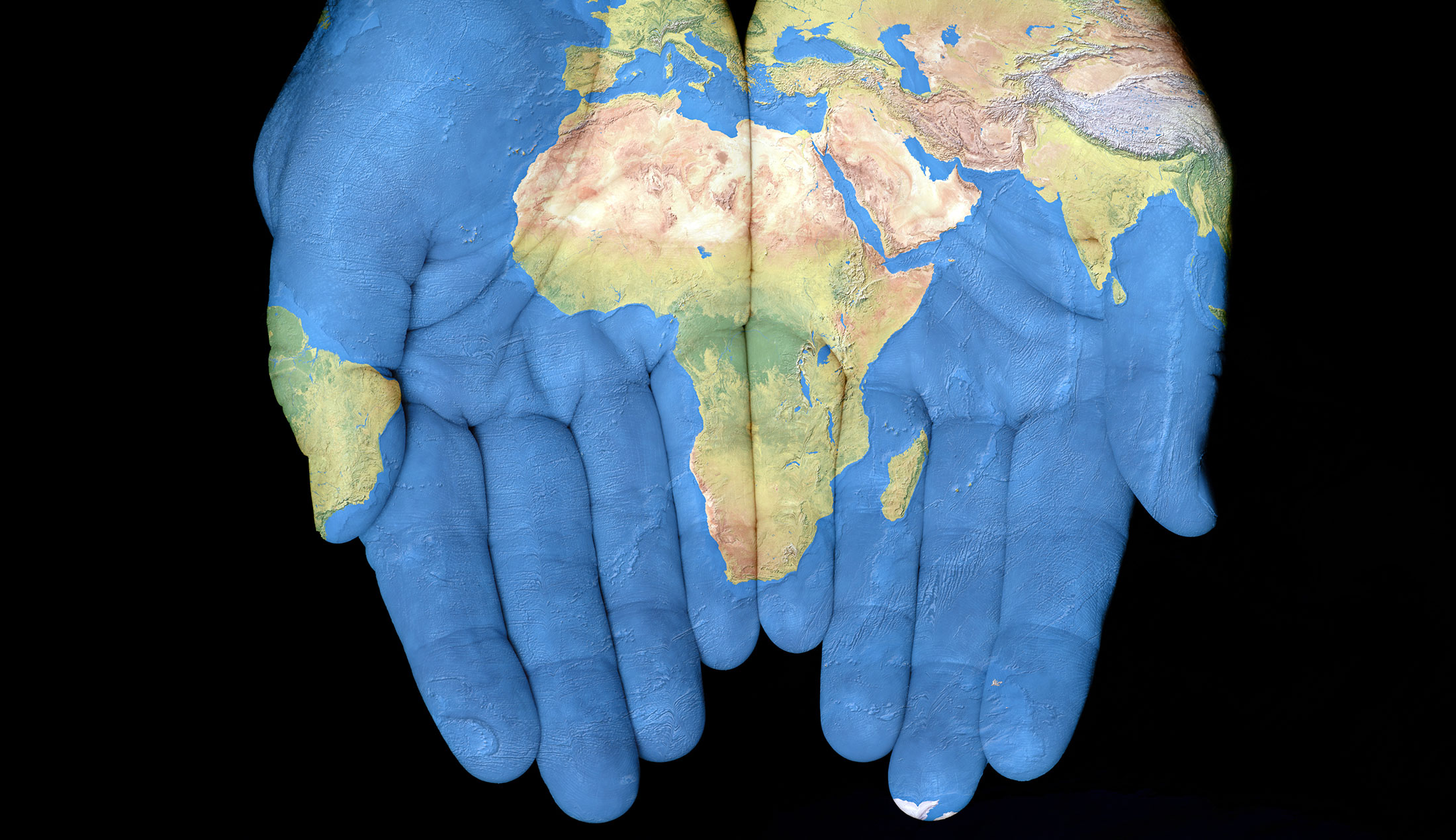 Map painted on hands