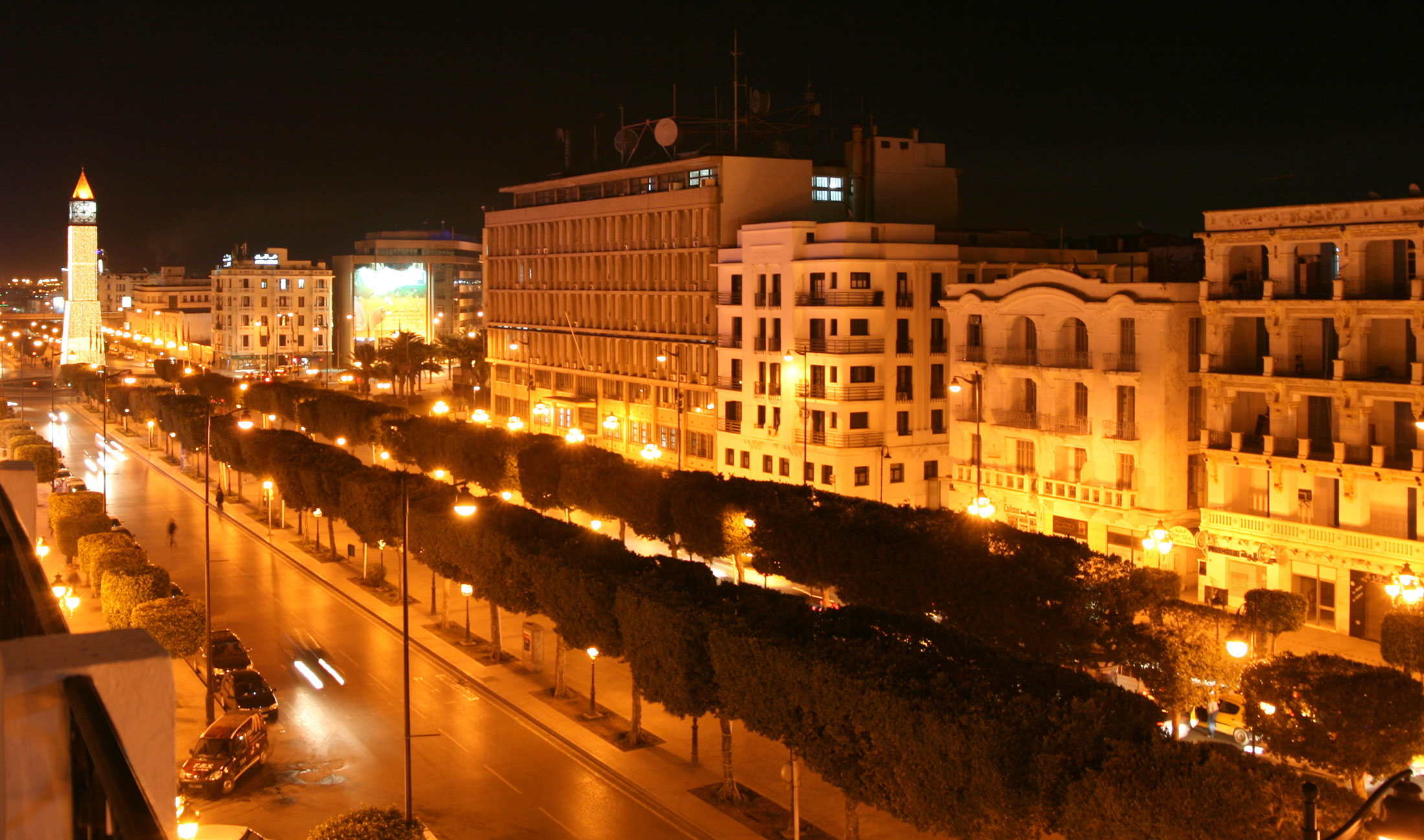 Tunis, Tunisia, by night