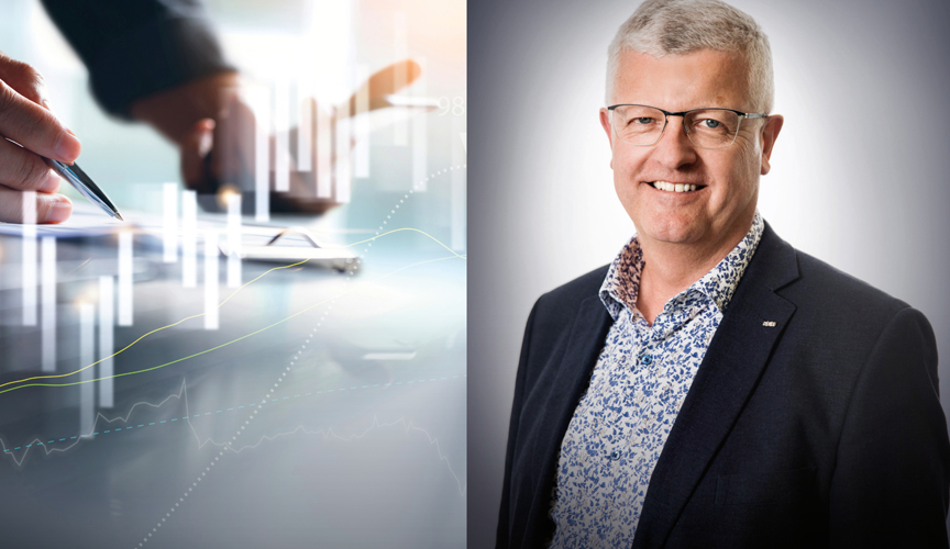 Kollage med en bild på ett diagram och en bild på Mats Granberg